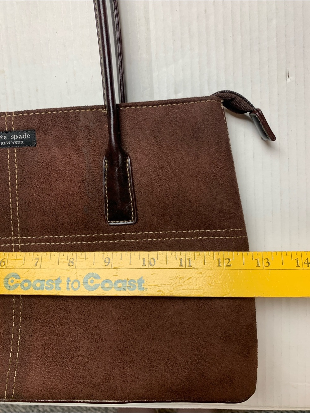 Kate Spade Vintage Brown Suede Structured Rectangular Shoulder Bag Purse - Picture 9 of 10